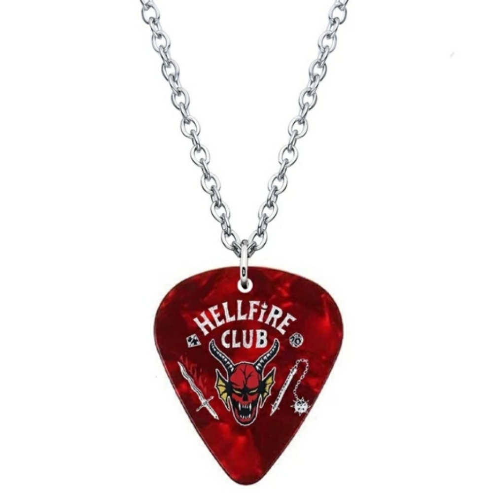 STRANGER THINGS Hellfire Club Necklace Eddie Munson Guitar Pick Pendant